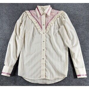 VTG Tru West Rockmount Ranch Wear Western Shirt Womens 32 Lace Pearl Snap